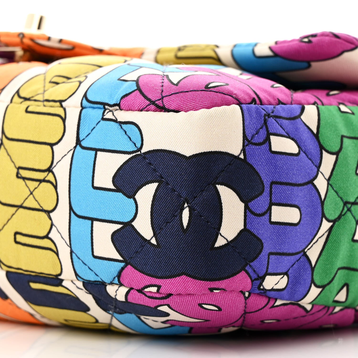Chanel Printed Fabric Quilted Logo Single Flap Bag Multicolor 10 of 10