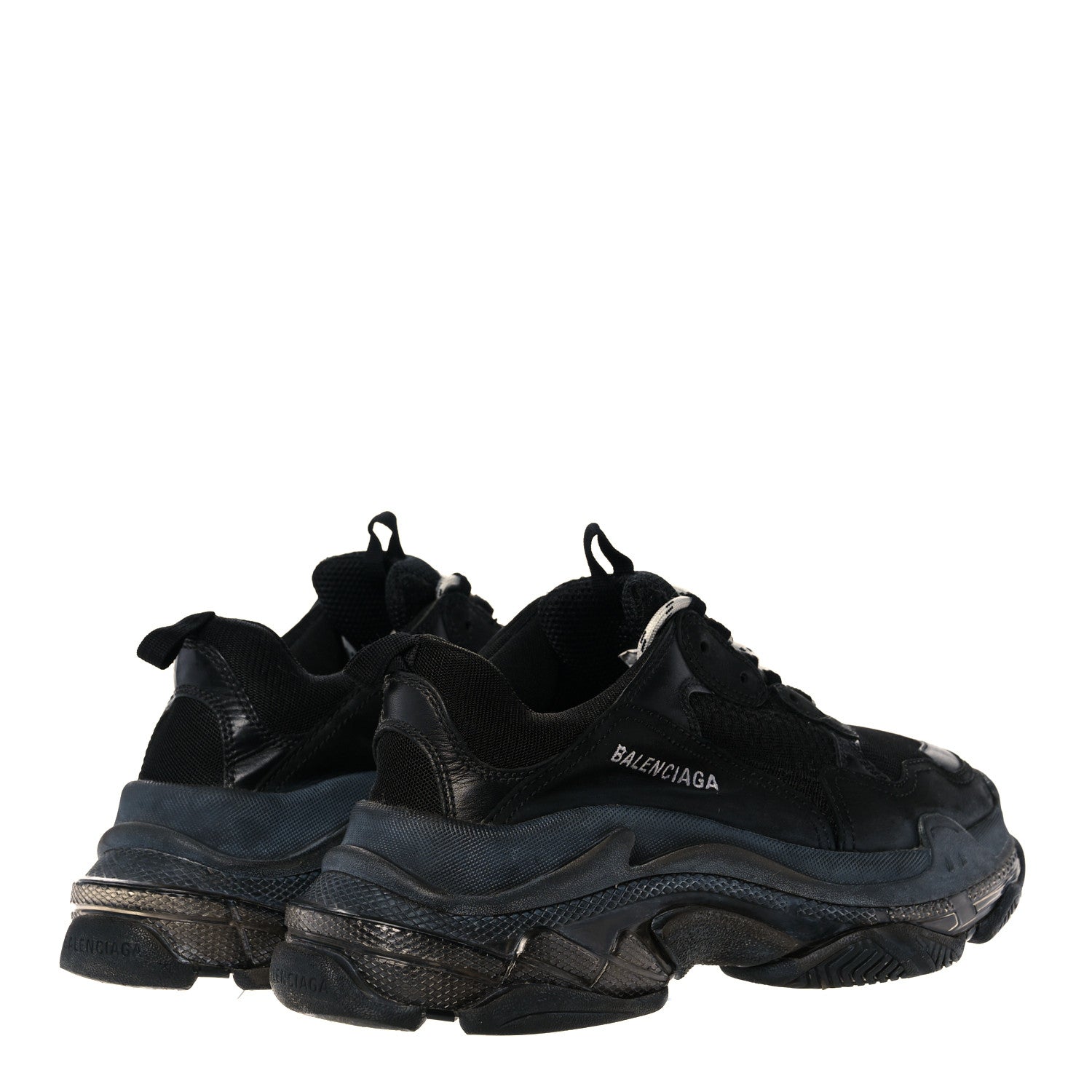 Balenciaga Mesh Nubuck Mens Triple S Sneakers 40 Black 4 of 7