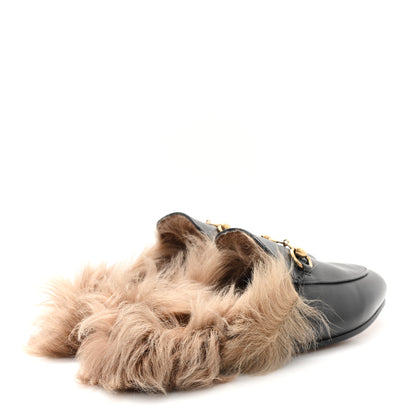 Gucci Calfskin Fur Womens Princetown Slippers 36 Black 5 of 9