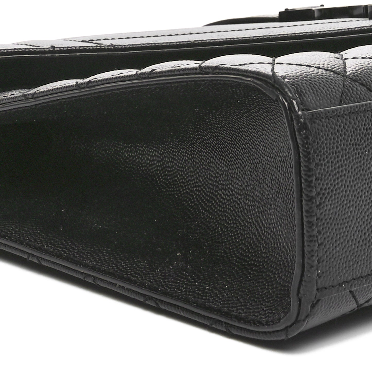 Grain De Poudre Textured Mixed Matelasse Large Triquilt Monogram Monochrome Satchel Black