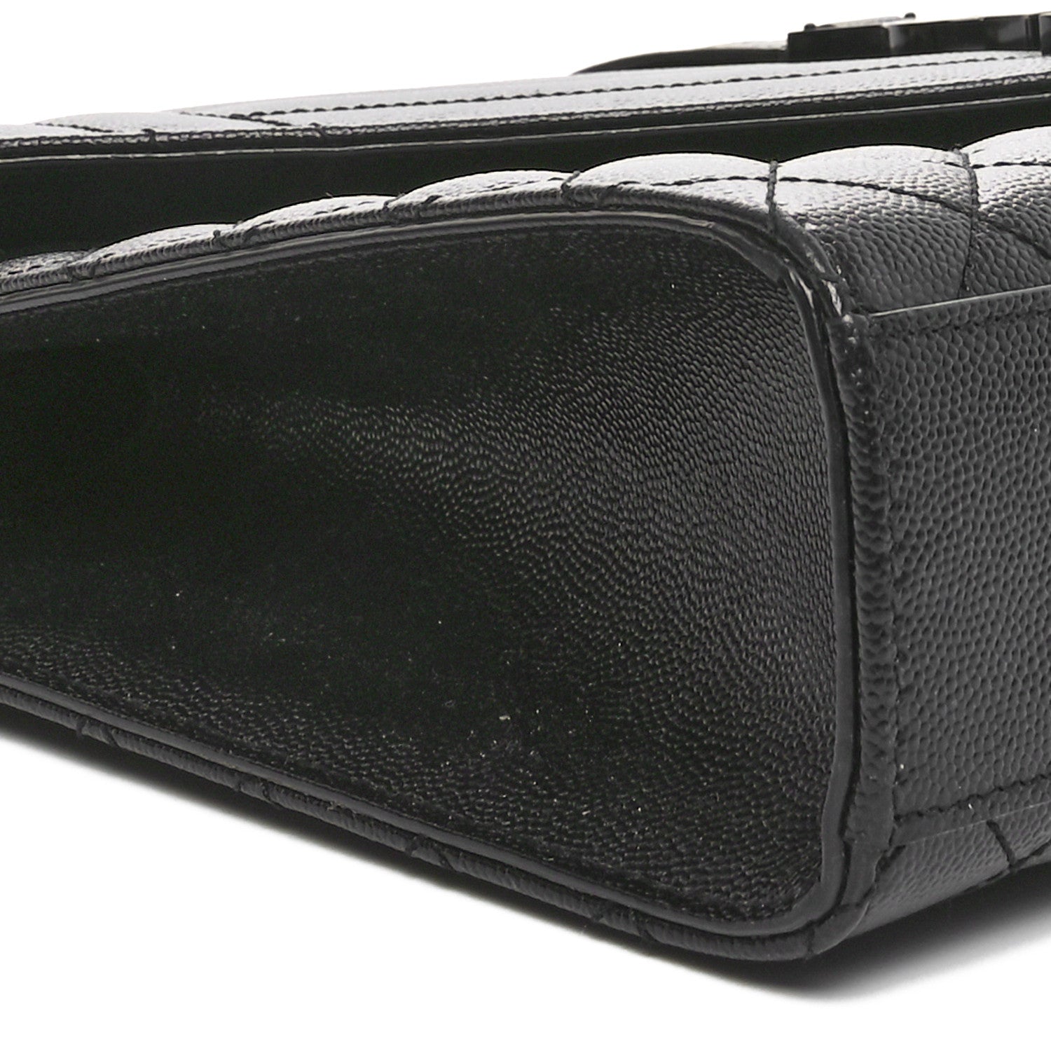 Saint Laurent Grain De Poudre Textured Mixed Matelasse Large Triquilt Monogram Monochrome Satchel Black 9 of 11