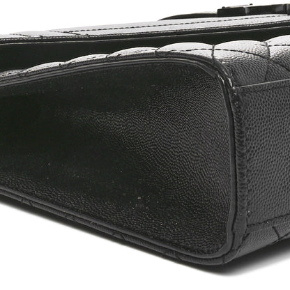 Saint Laurent Grain De Poudre Textured Mixed Matelasse Large Triquilt Monogram Monochrome Satchel Black 9 of 11