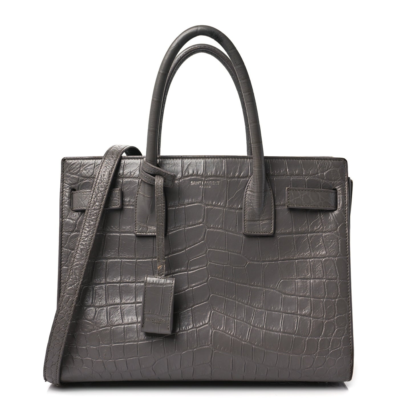 Calfskin Crocodile Embossed Baby Sac De Jour Fog