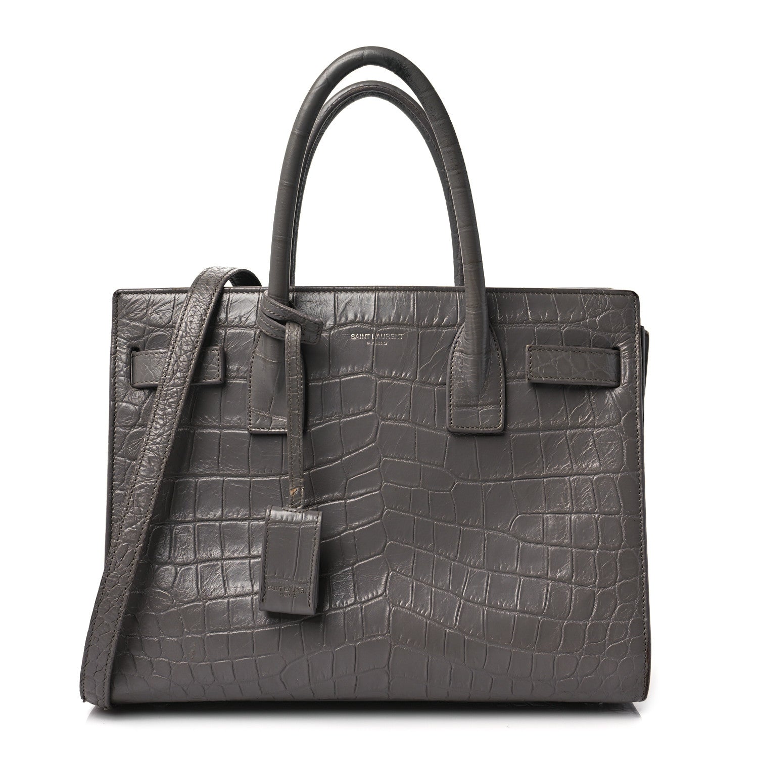 Saint Laurent Calfskin Crocodile Embossed Baby Sac De Jour Fog 1 of 11