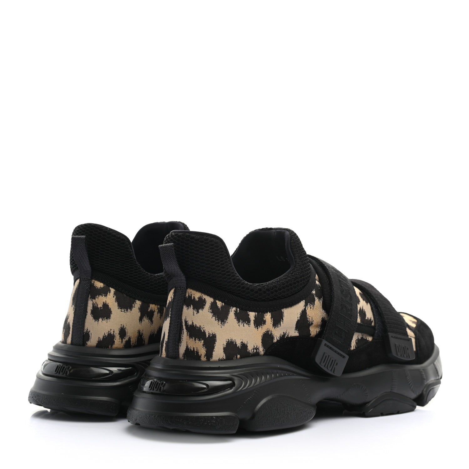 Christian Dior Technical Fabric Nylon Leopard Print Womens D-Wander Sneakers 38 Black 4 of 9