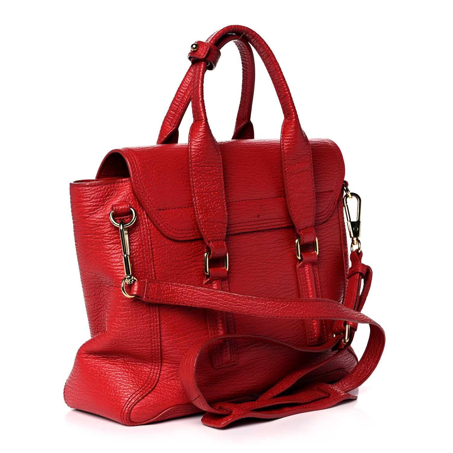 3.1 Phillip Lim パシュリ サッチェル　ハンドバッグ レッド 3.1 Phillip Lim Textured Calfskin Medium Pashli Satchel Red