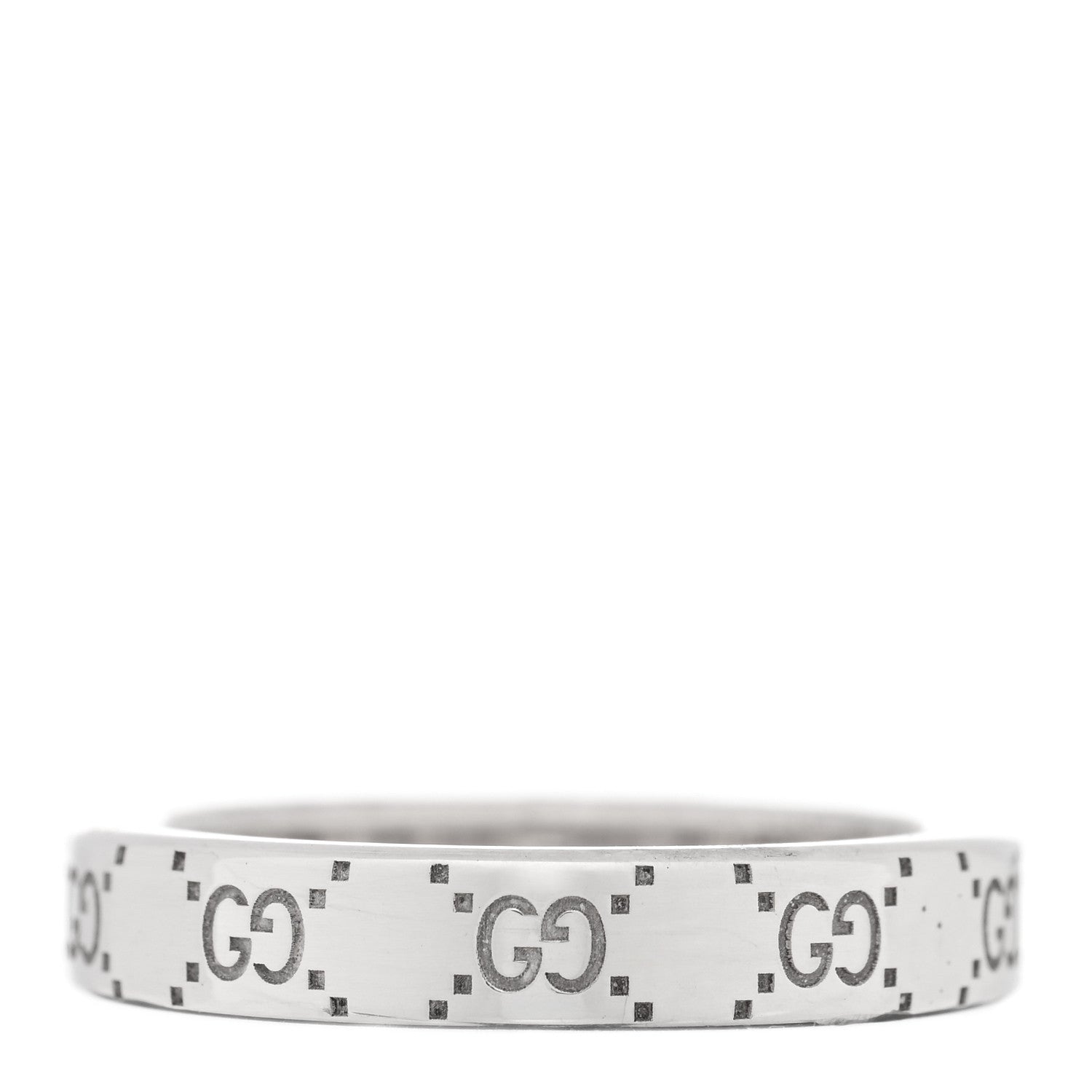 Gucci Sterling Silver 4mm Signature Ring 53 6.5 3 of 4