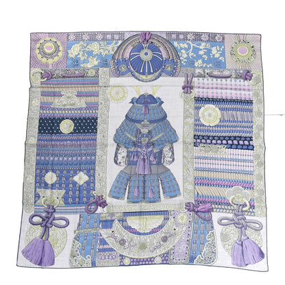 Hermes Cashmere Silk Parures De Samourais Shawl 140 Gris Chine Mauve Parme 1 of 6