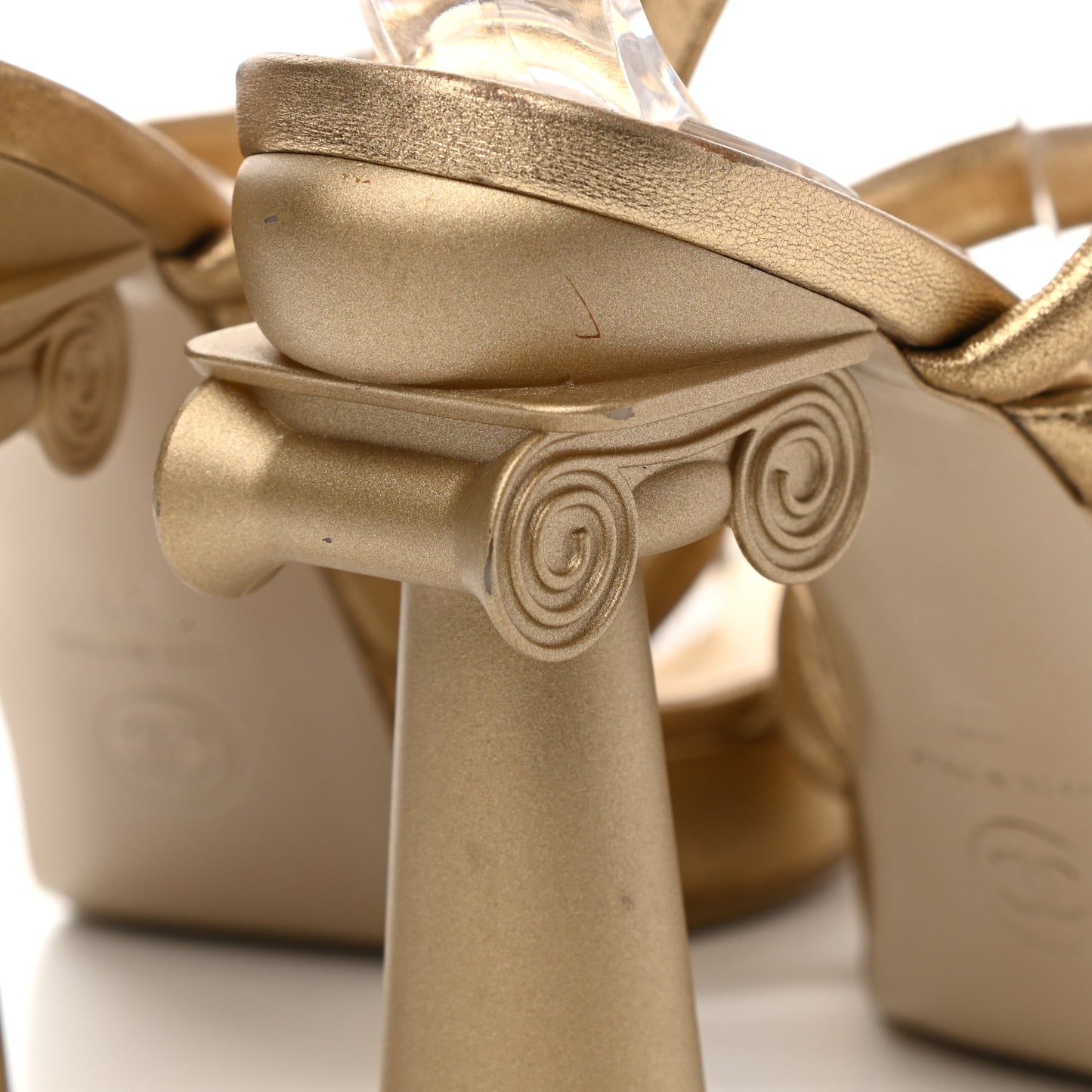 Laminated Lambskin Gladiator Sandals 37 Gold