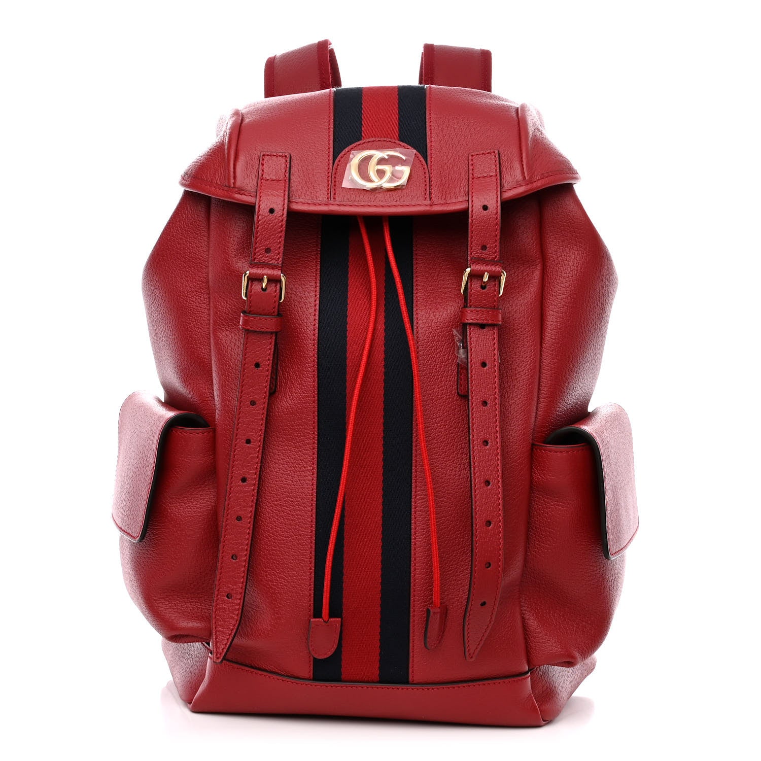 Gucci Grained Calfskin Medium Ophidia Double Buckle Backpack Red 1 of 10