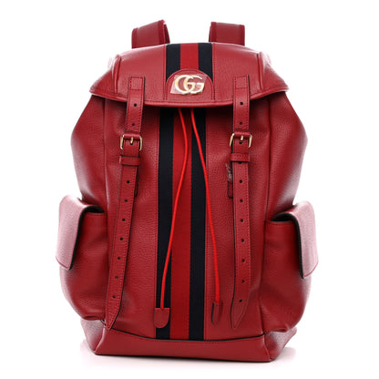 Gucci Grained Calfskin Medium Ophidia Double Buckle Backpack Red 1 of 10