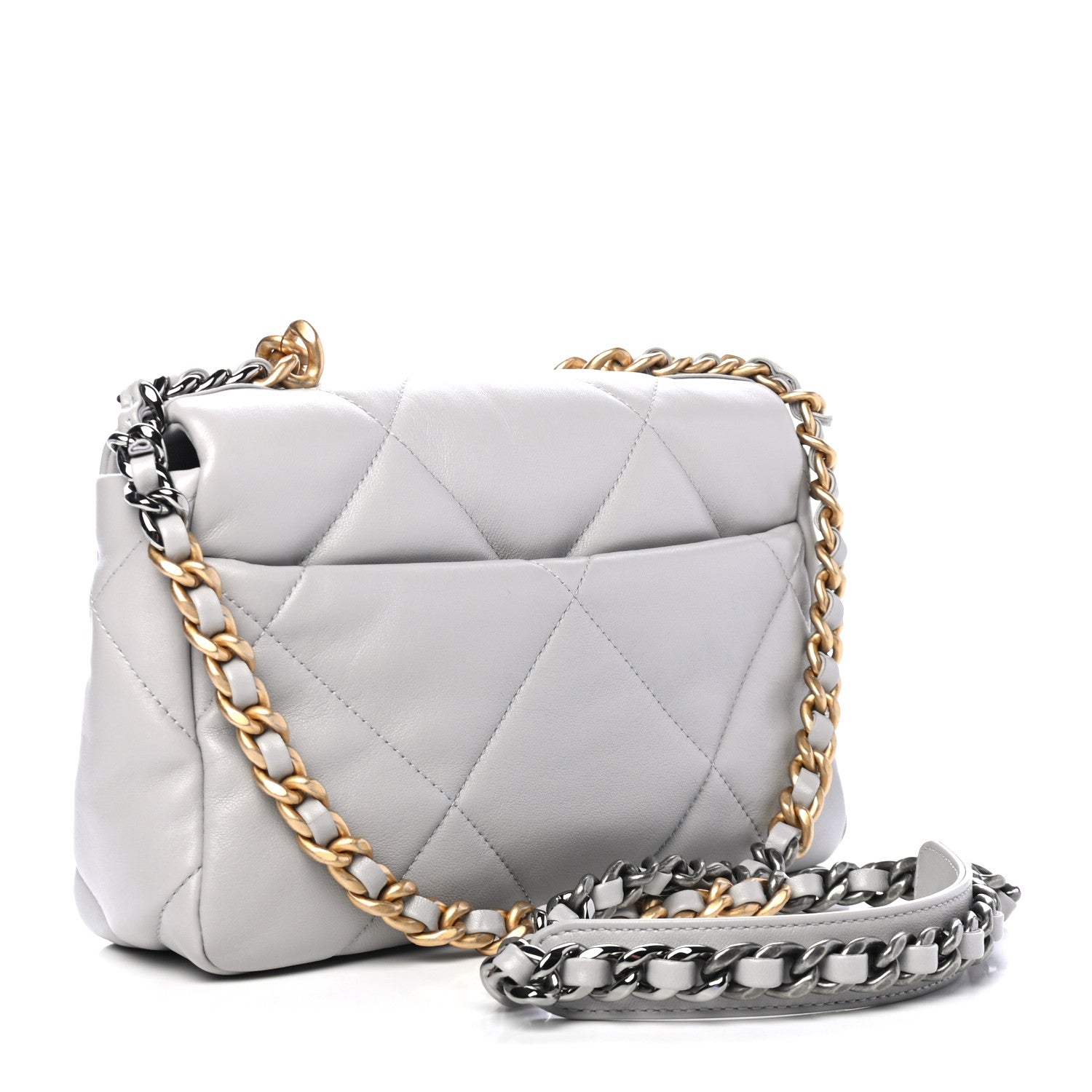 Chanel Lambskin Quilted Medium Chanel 19 Flap Grey 2 of 4