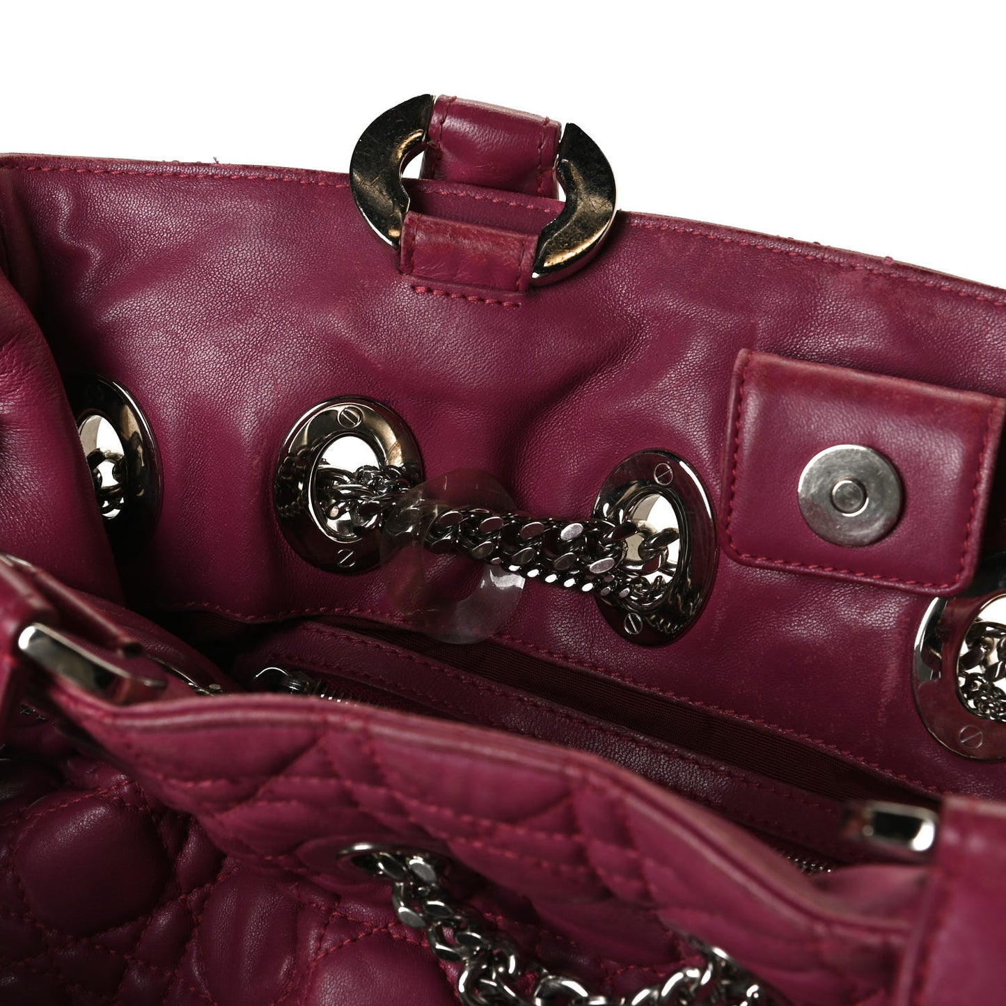 Lambskin Cannage Chri Chri Tote Fuchsia