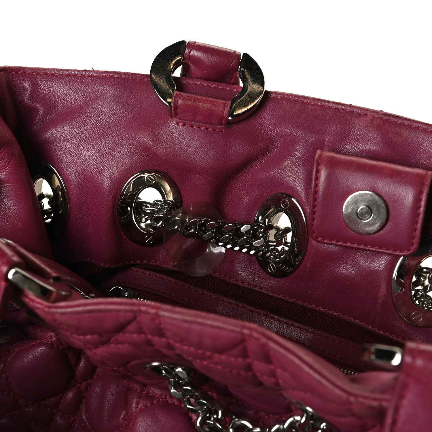 Christian Dior Lambskin Cannage Chri Chri Tote Fuchsia 11 of 24