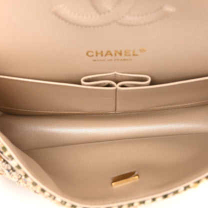 Chanel Tweed Quilted Medium Double Flap Beige Gold Multicolor 5 of 10