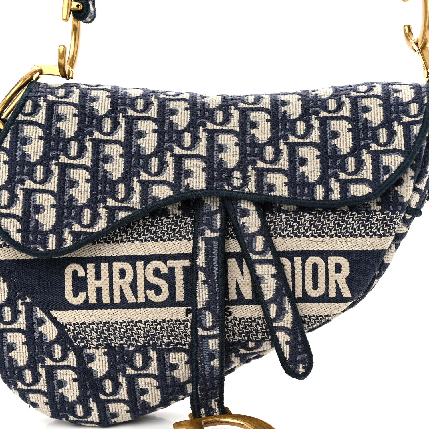 Christian Dior Oblique Embroidered Saddle Bag Blue 8 of 10