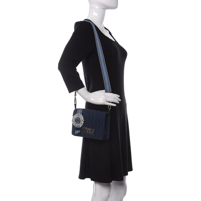 Miu Miu Denim Matelasse Crystal Embellished Shoulder Bag Blue 2 of 11