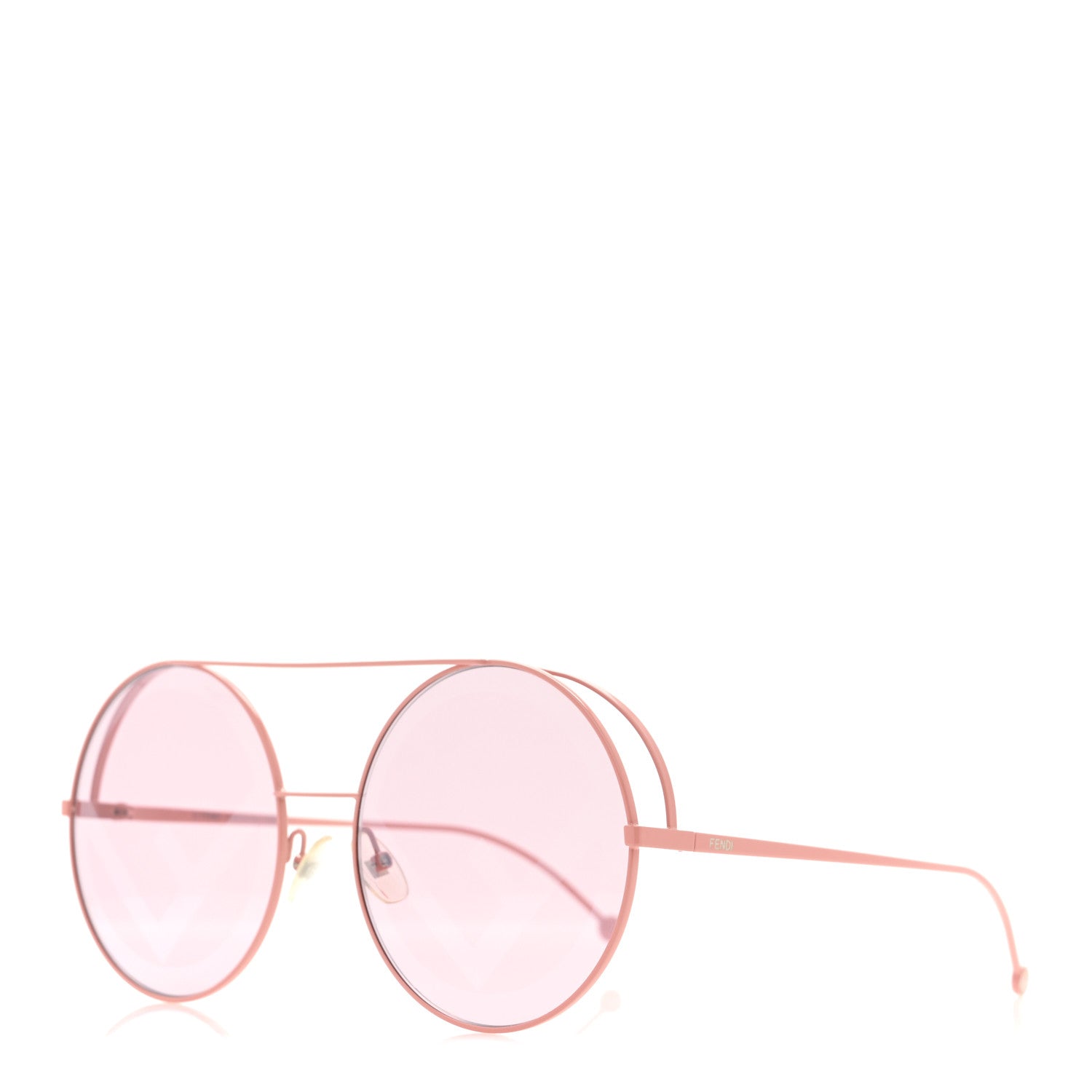 Fendi Metal F is Fendi Printed Run Away Round Frame Sunglasses FF 0343/S Pink 1 of 8