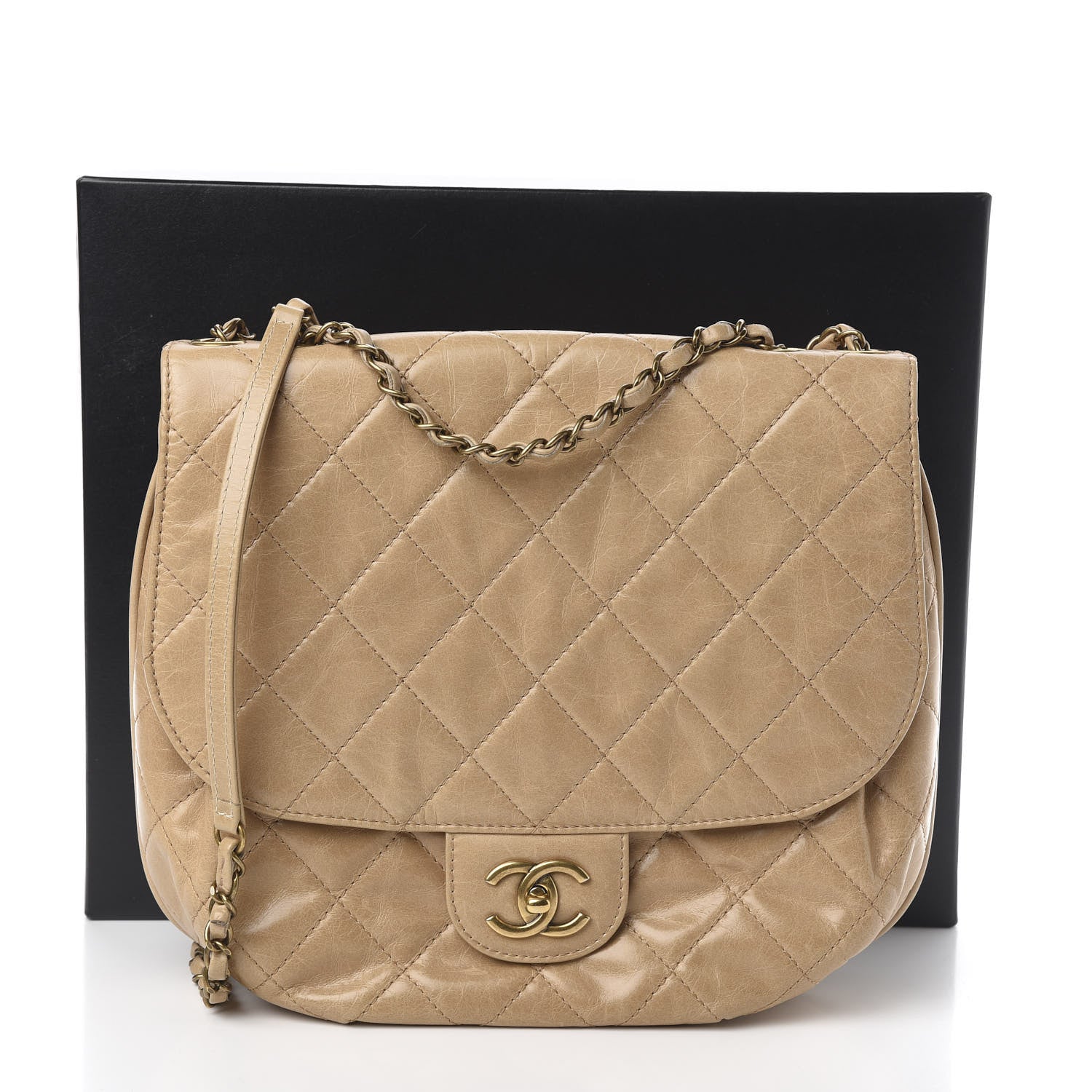 Chanel Glazed Calfskin Quilted Medium Bubble CC Flap Beige 14 of 14