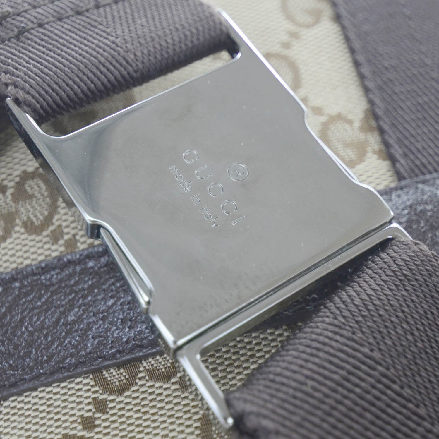Gucci GG Monogram Buckle Belt Bag Dark Brown 8 of 13