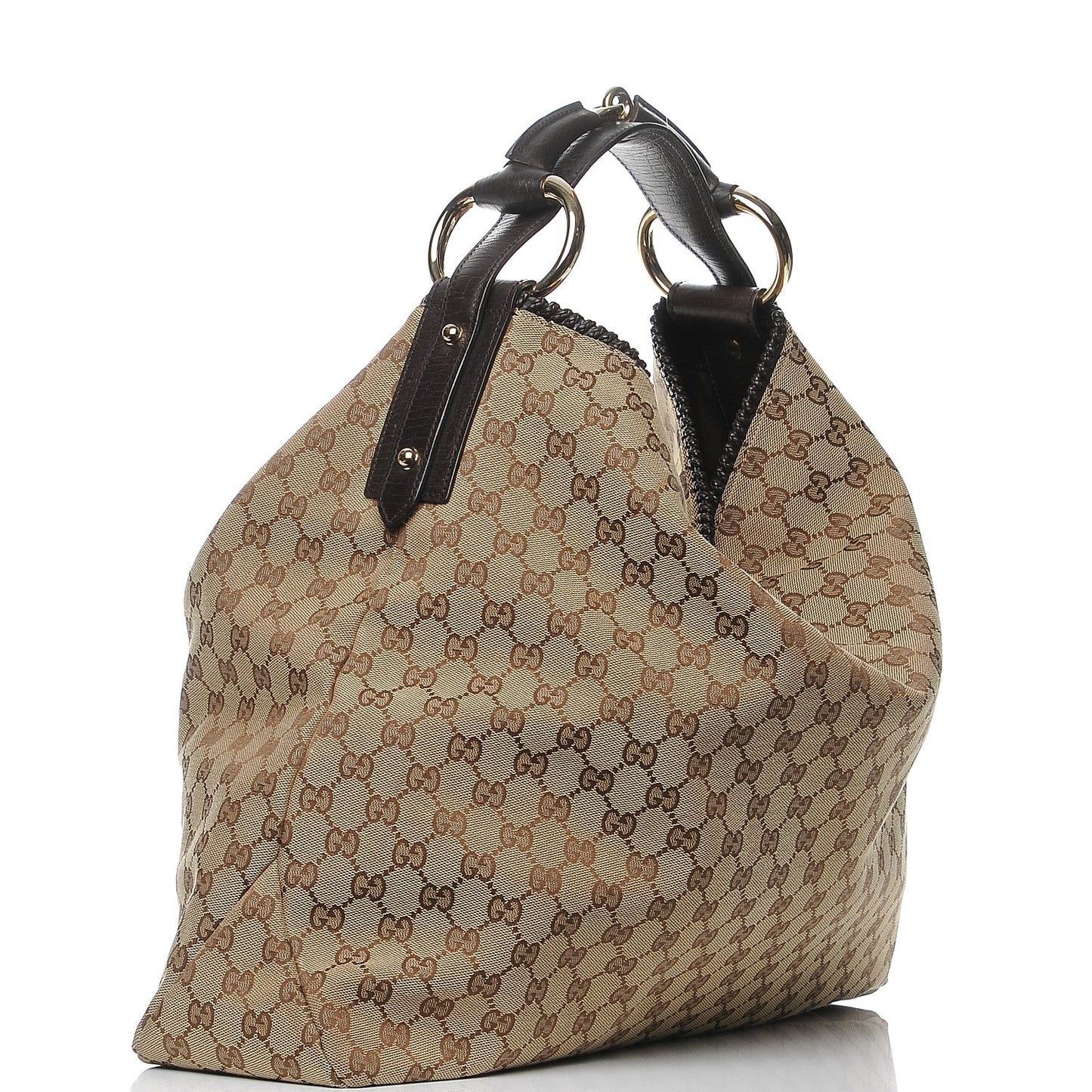 Monogram Large Horsebit Chain Hobo Dark Brown