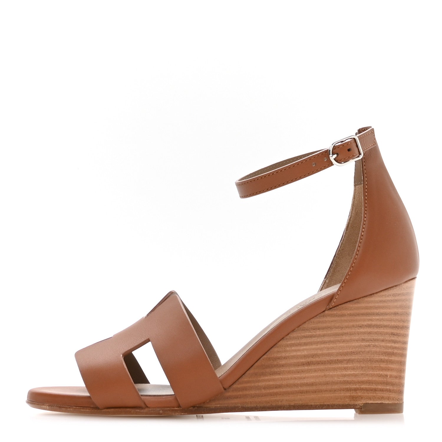 Hermes Calfskin Legend Wedge Sandals 36 Gold 1 of 9