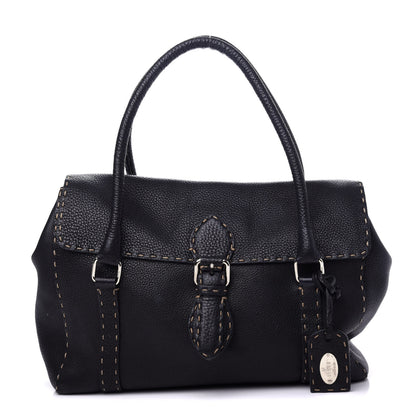 Fendi Calfskin Romano Selleria Medium Linda Satchel Black 1 of 11