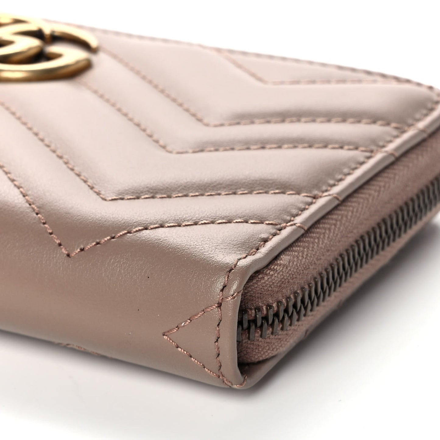 Calfskin Matelasse GG Marmont Zip Around Wallet Porcelain Rose