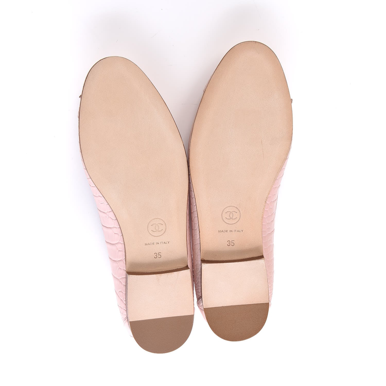 Chanel Alligator CC Cap Toe Ballerina Flats 35 Light Pink 5 of 12