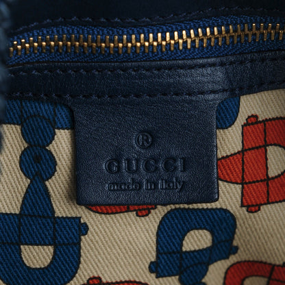 Gucci Guccissima Large Horsebit Chain Hobo Blue 6 of 7