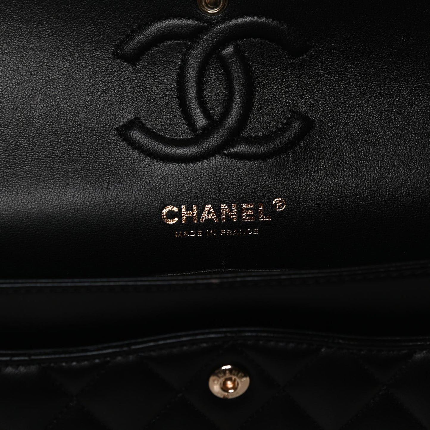 Lambskin Quilted Small Double Flap Black