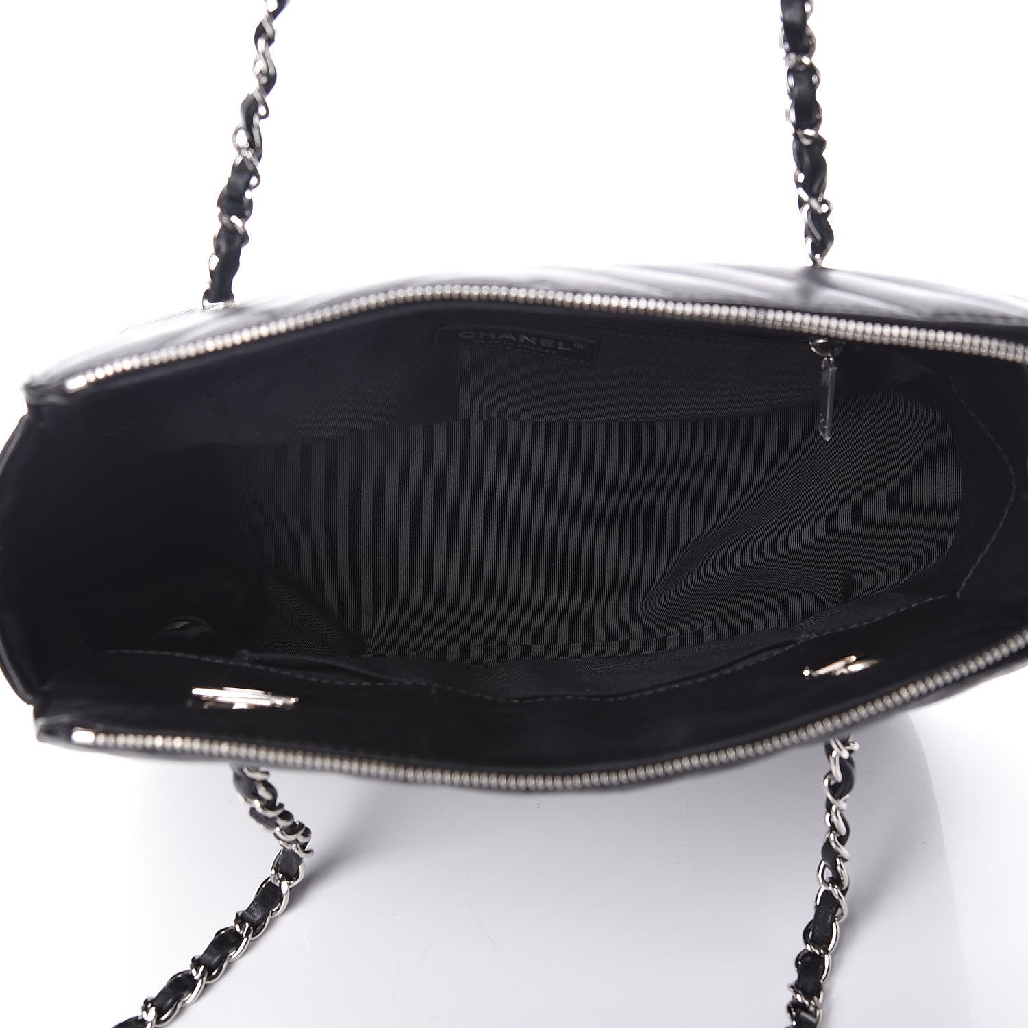 Chanel Lambskin Surpique Chevron Quilted Tote Black 5 of 14
