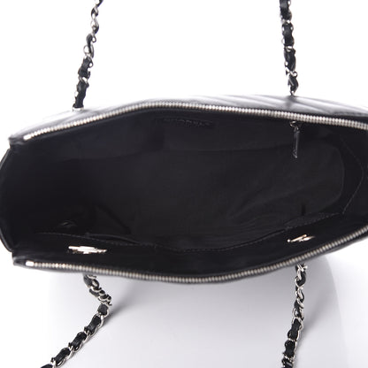 Chanel Lambskin Surpique Chevron Quilted Tote Black 5 of 14