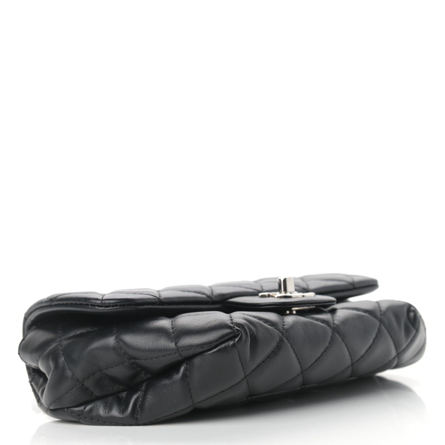 Calfskin Quilted CC Uniform Flap Belt Bag Black
