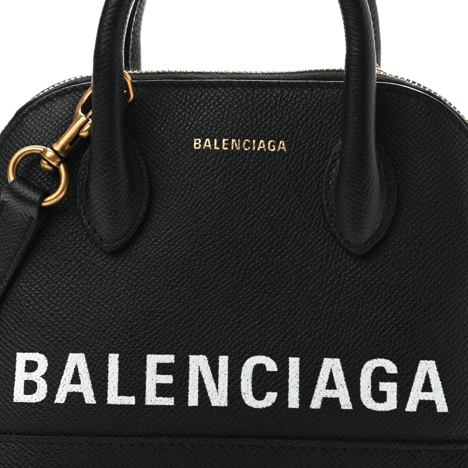 Balenciaga Signature Grained Calfskin XXS Ville Top Handle Bag Black White 9 of 12