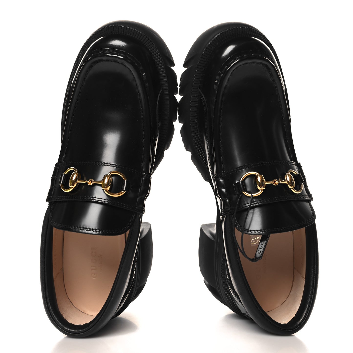 Magnum Calfskin Nappa Samoa Womens Horsebit Platform Chunky Lug Sole 40mm Loafers 40.5 Black