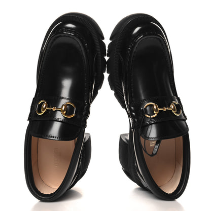 Gucci Magnum Calfskin Nappa Samoa Womens Horsebit Platform Chunky Lug Sole 40mm Loafers 40.5 Black 2 of 9