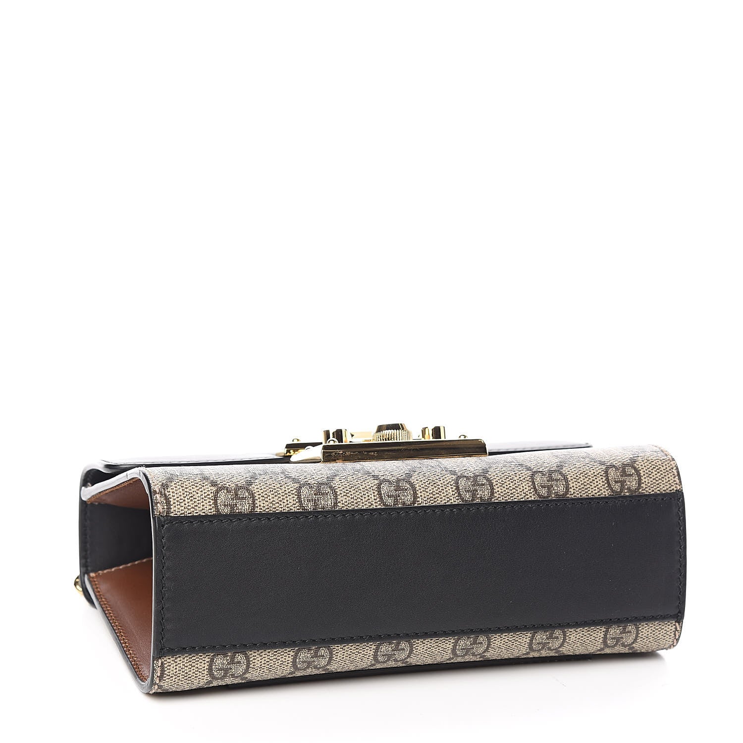 Gucci GG Supreme Monogram Calfskin Small Padlock Shoulder Bag Beige Black Cuir 4 of 10