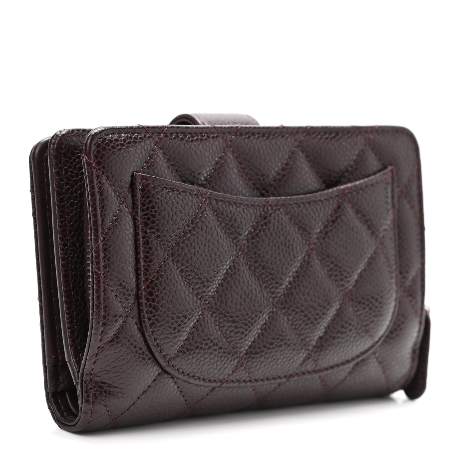 Caviar Quilted CC French Wallet Burgundy