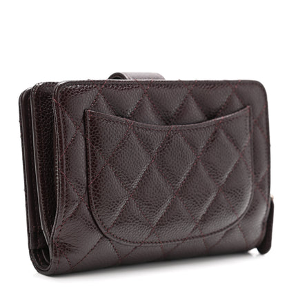 Chanel Caviar Quilted CC French Wallet Burgundy 3 of 10