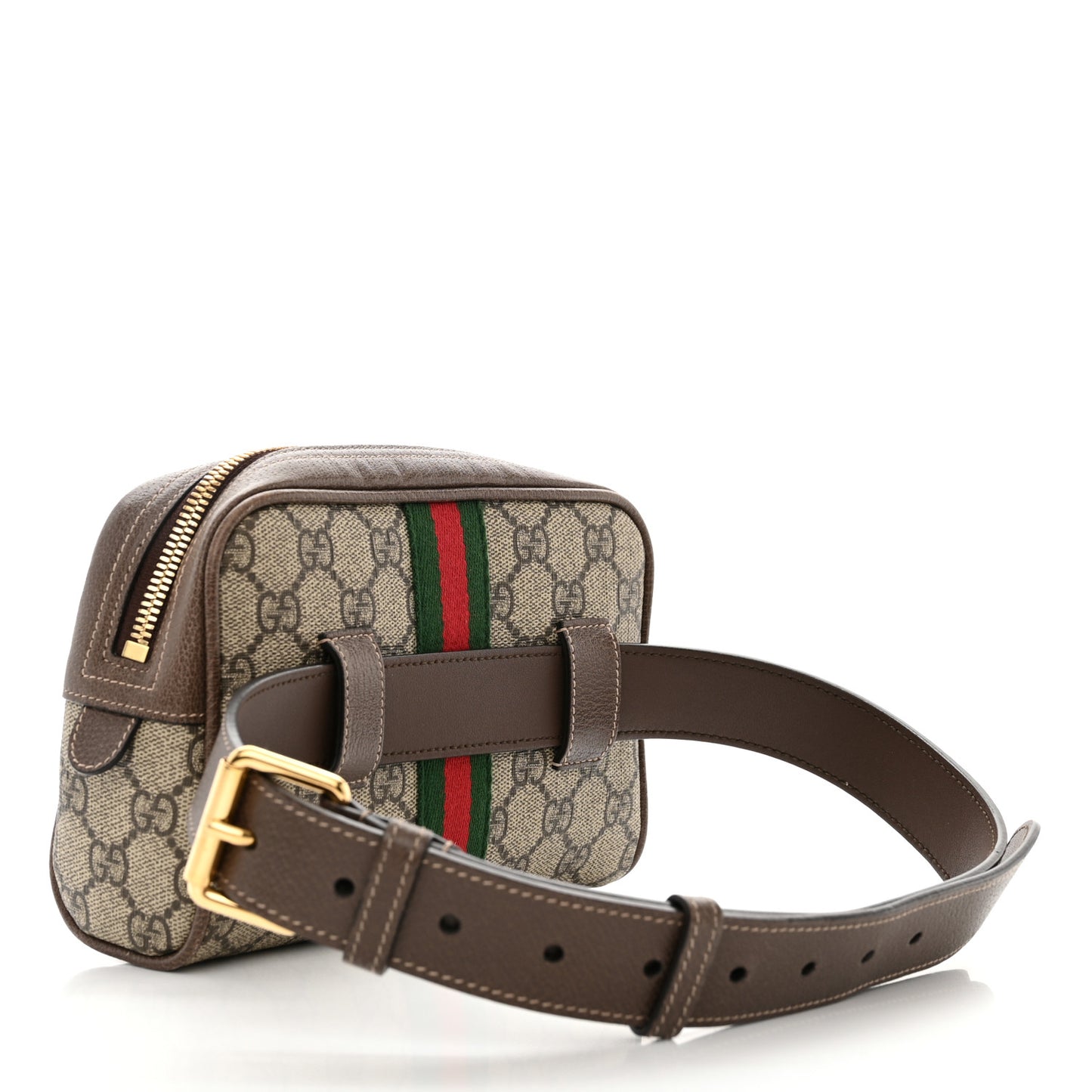 GG Supreme Monogram Web Small Ophidia Belt Bag 75 30 Dark Brown