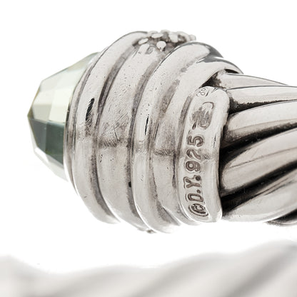 David Yurman Sterling Silver Diamond Prasiolite 10mm Cable Classics Hinged Bracelet 3 of 3