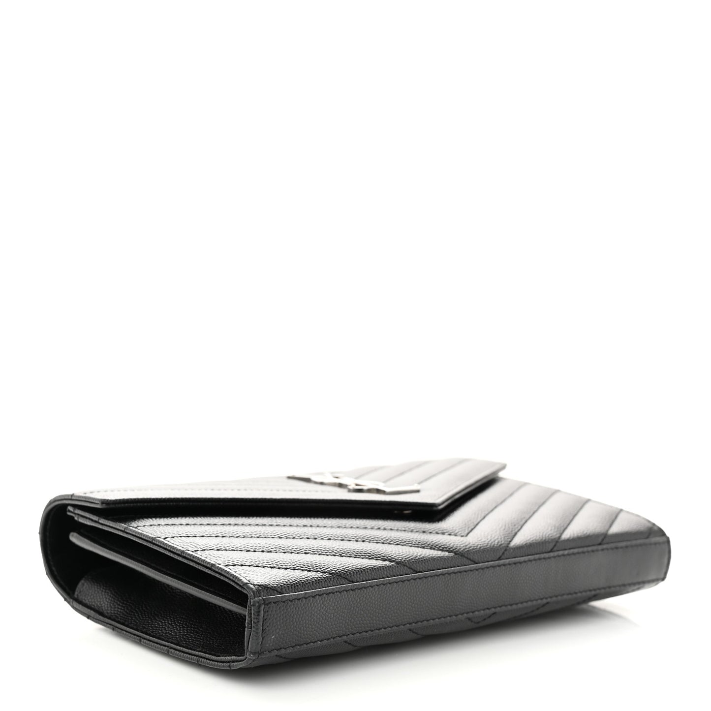 Grain De Poudre Matelasse Chevron Monogram Chain Wallet Black