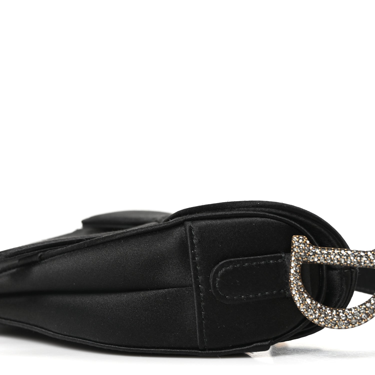 Christian Dior Satin Crystal Mini Saddle Bag Black 1778074