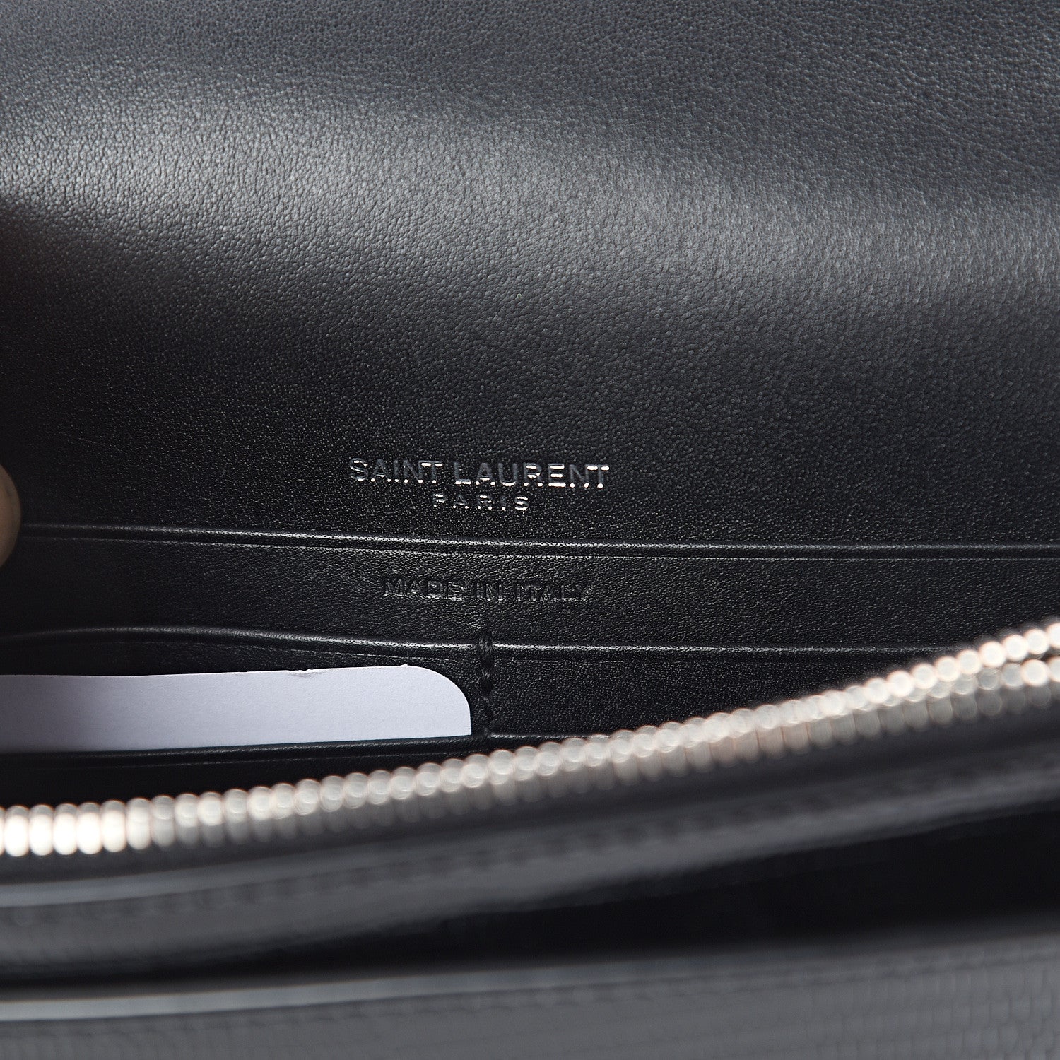 Saint Laurent Calfskin Lizard Embossed Monogram Sunset Chain Wallet Black 5 of 7