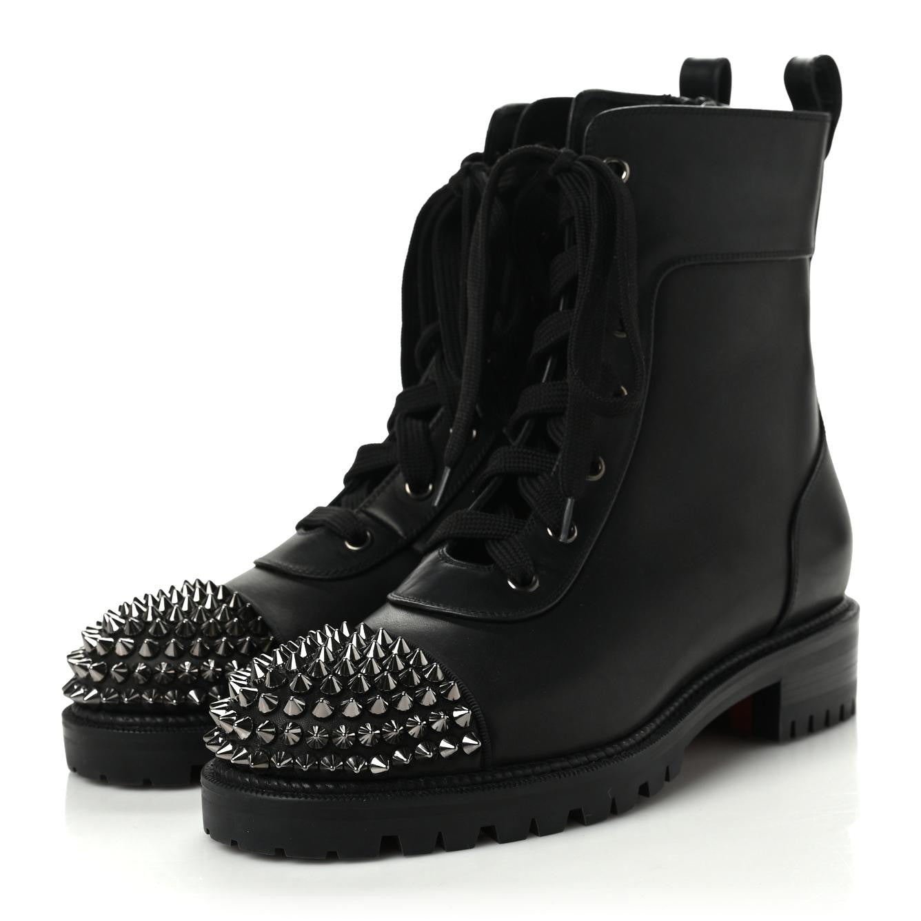 Calfskin Spikes TS Croc Flat Boots 36.5 Black