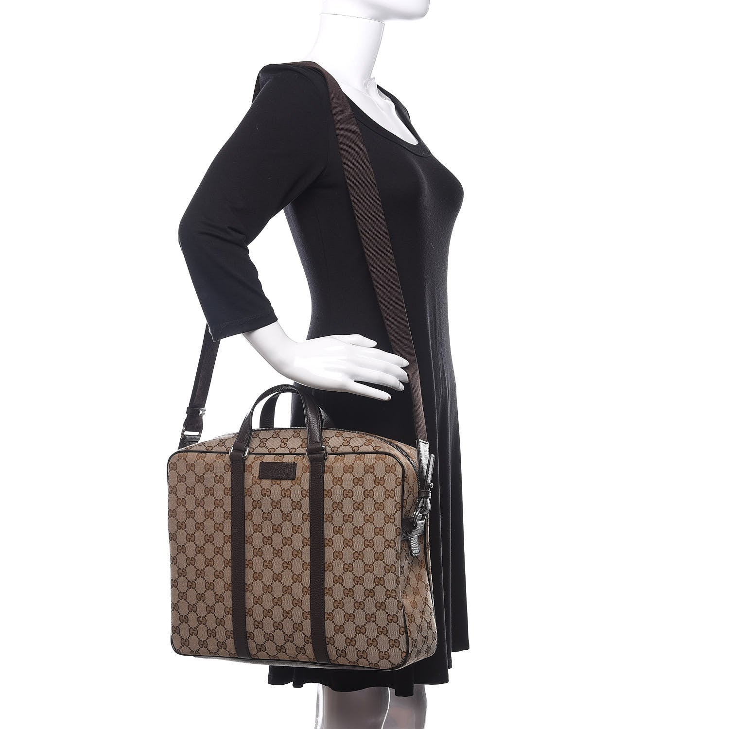 Gucci Monogram Briefcase Dark Brown 2 of 10