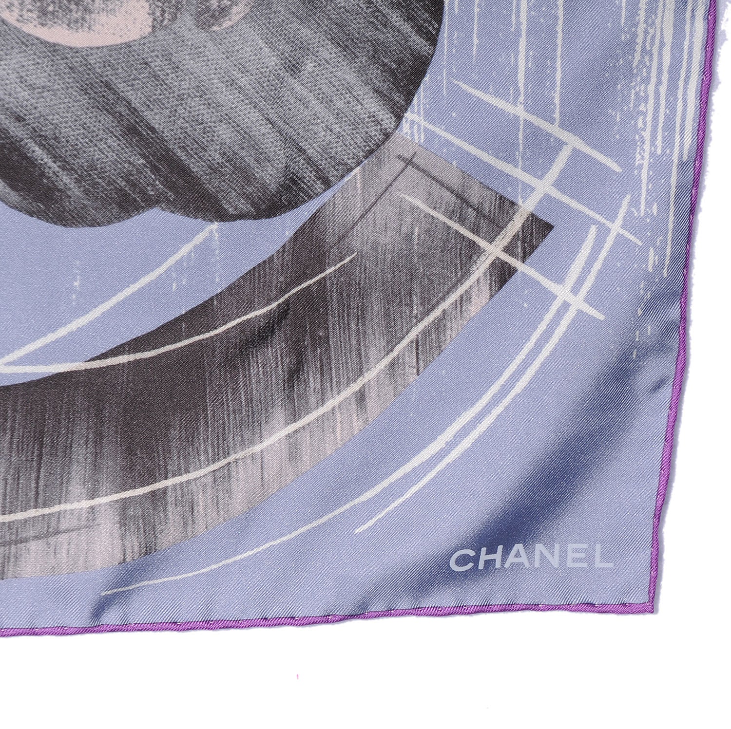 Chanel Silk Camellia CC Bubble Scarf Purple 3 of 5