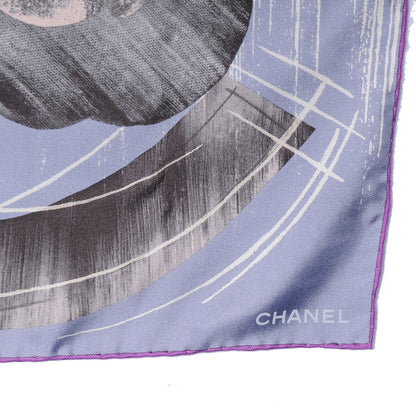 Chanel Silk Camellia CC Bubble Scarf Purple 3 of 5