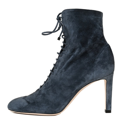 Jimmy Choo Cashmere Suede Daize 85 Lace Up Booties 39 Stormy Blue 1 of 9